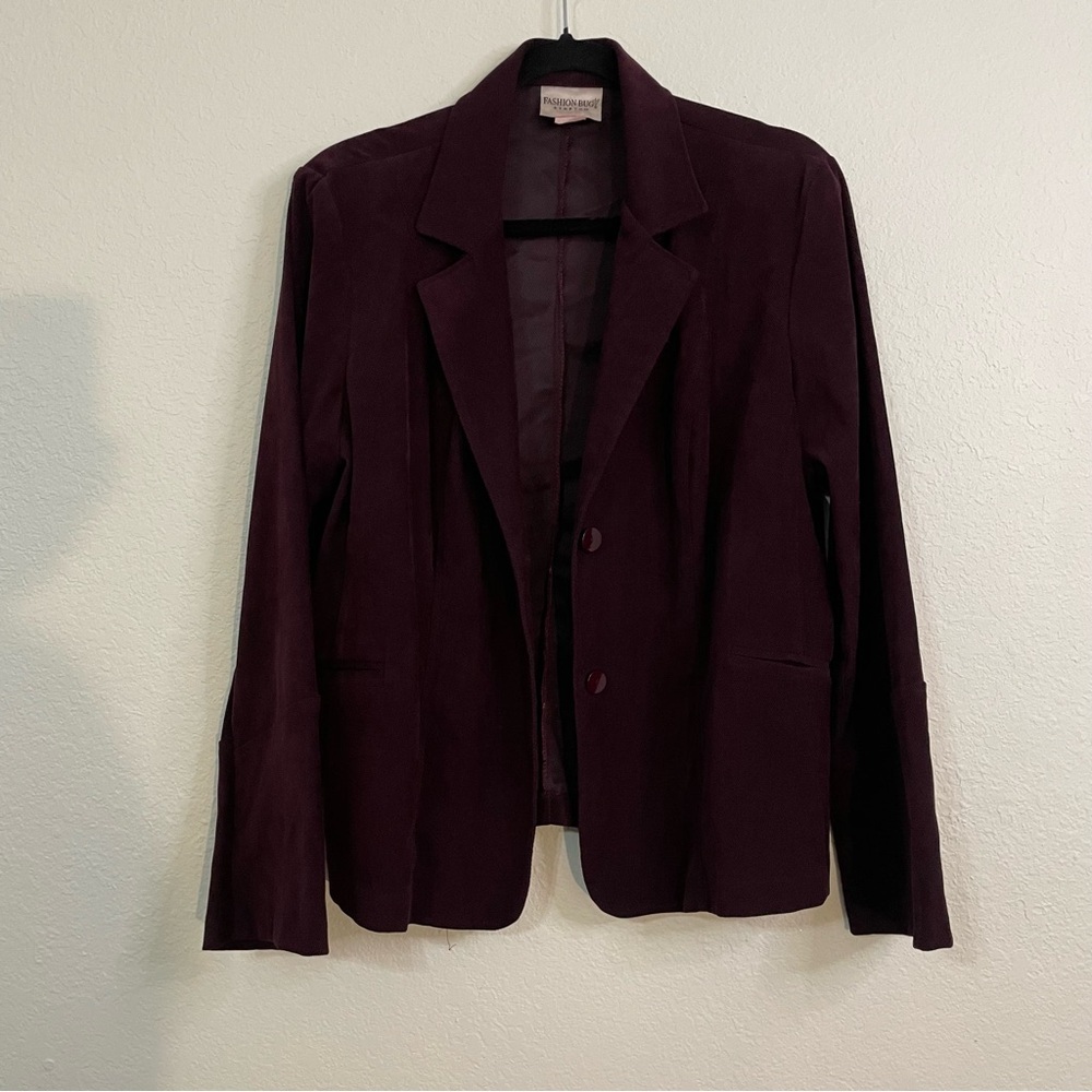 Fashion Bug Women's Burgundy Blazer size L wide sleeve fall winter business chic